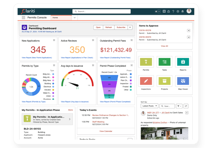Clariti Enterprise permitting dashboard
