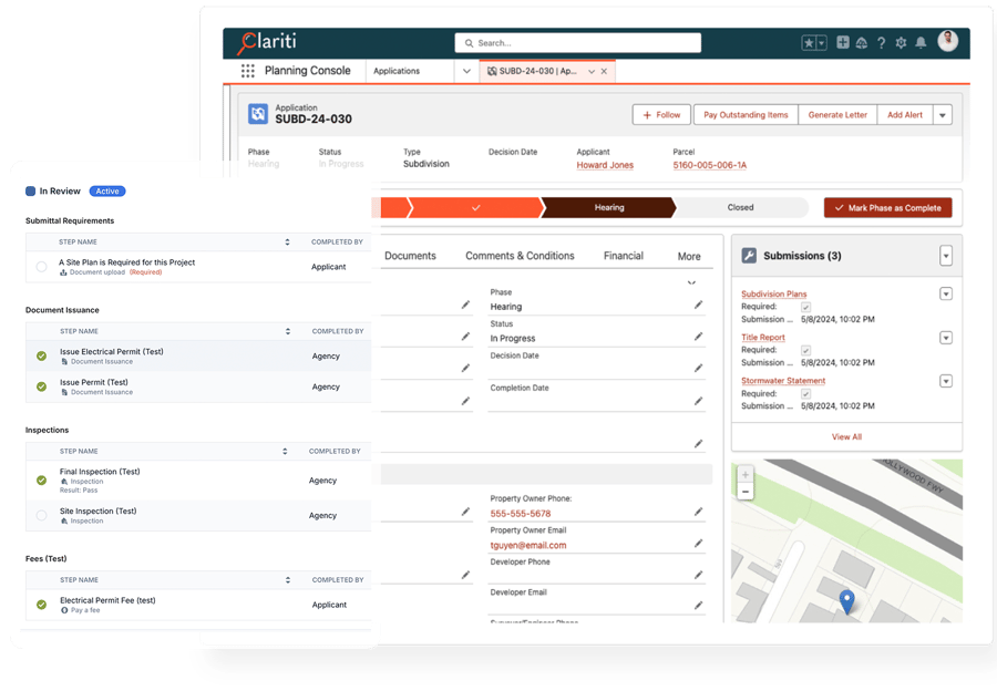 Screenshot of both of Clariti's permitting solutions: Clariti Enterprise and Launch