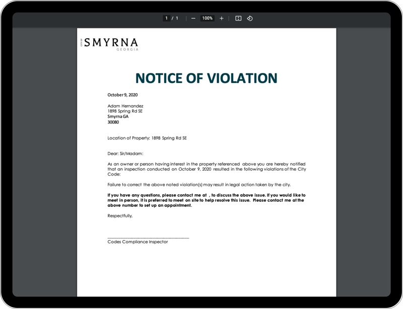 Dynamic document generation for permits, violations, and other printed documents