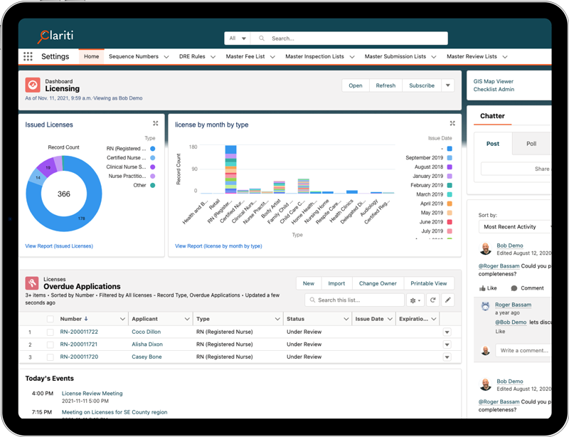 Clariti visual reports and dashboards for professional licensing